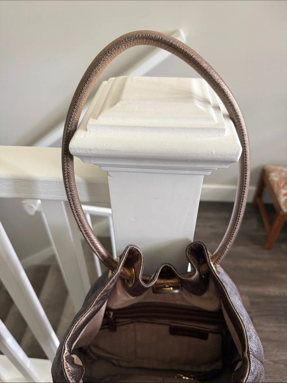 Michael Kors Brown Logo Drawstring Shoulder Bag with Tassel Charm
